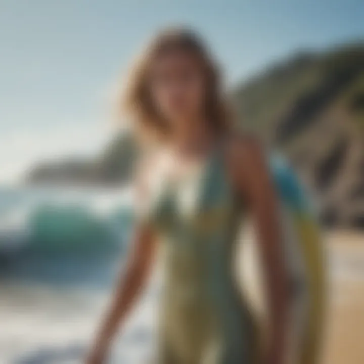 A close-up of eco-friendly surf apparel showcasing sustainable materials