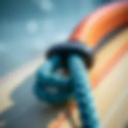 Close-up of a surf leash string showcasing its durability and design