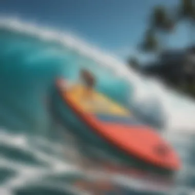 Dynamic surf shop logo featuring vibrant colors