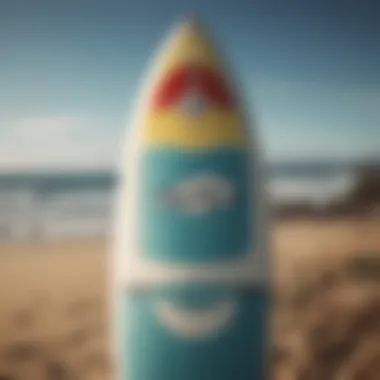 Vintage surfboard with iconic branding