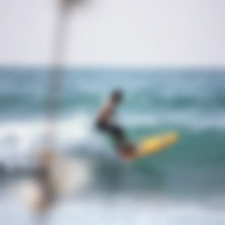 Mastering Techniques in Electric Foil Surfing Surfer practicing advanced techniques with an electric foil