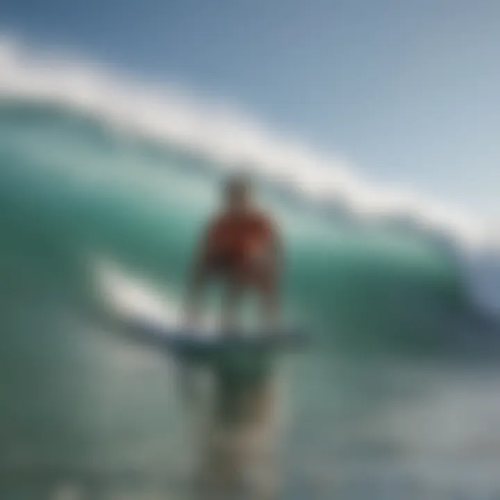 A surfer checking tide and swell app on a smartphone