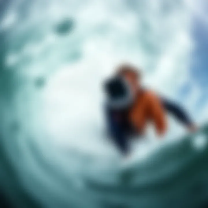 Surfer using GoPro mouth mount in action