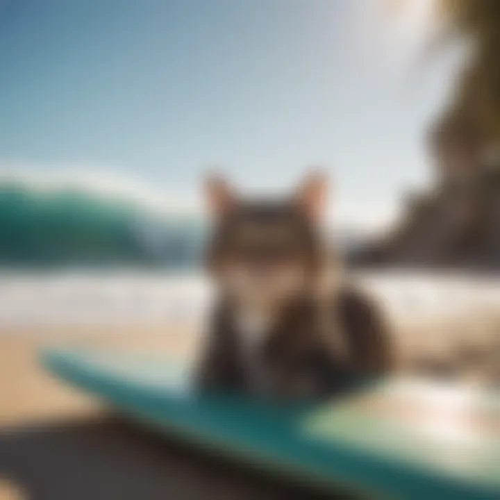 A surfercat relaxing after a surf session