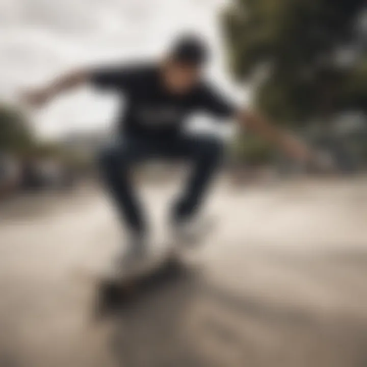 A skateboarder executing a trick in an urban skate park