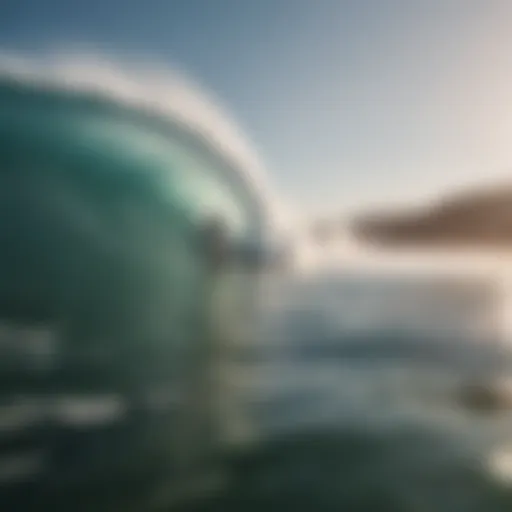 A stunning beach with surfers riding the waves in Portugal.