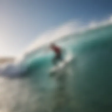 A beginner surfer practicing techniques in the water.