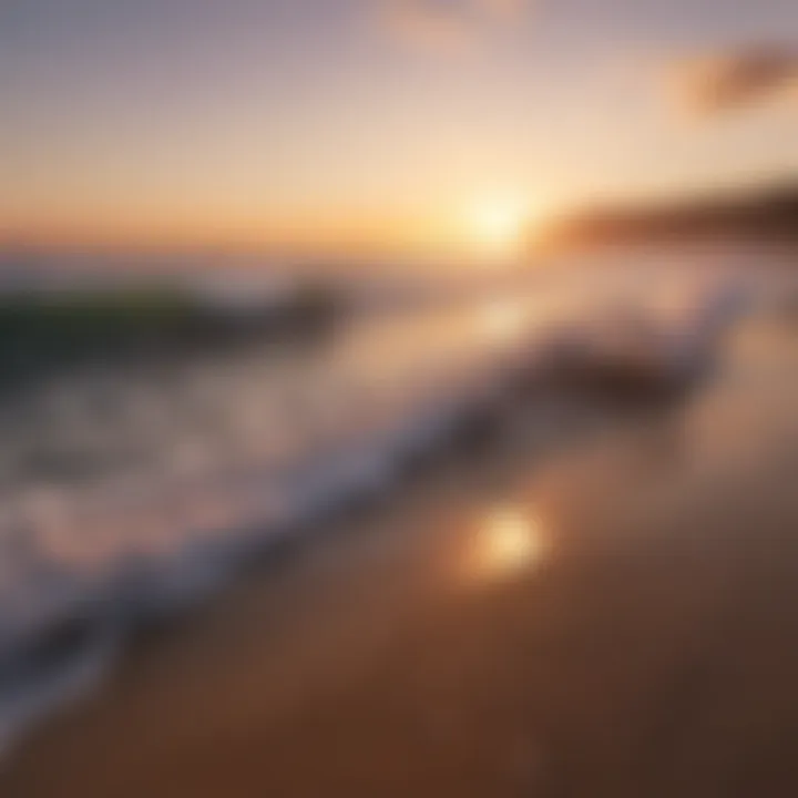 A picturesque sunset view at a popular surf spot in Portugal.