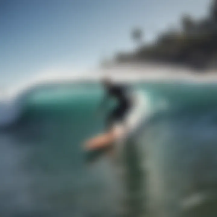 A surfer riding a wave at La Jolla Cove