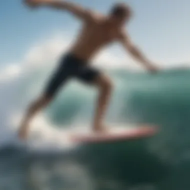 Agility in Speedos: A Surfing Perspective Dynamic surfing action showcasing the agility of surfers in speedos