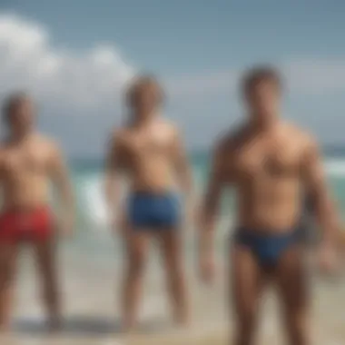 The Evolution of Speedos in Surf Culture Historical representation of surf culture featuring early speedo designs