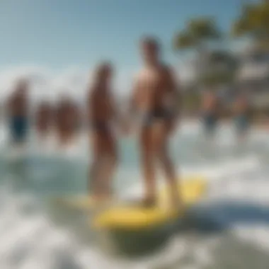 A vibrant community gathering at Surfline Lido's beach