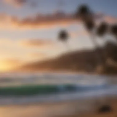 A scenic view of Surfrider Beach at sunset