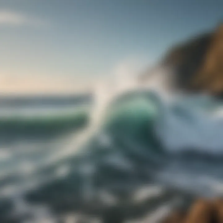 Close-up of ocean waves crashing against rocky cliffs