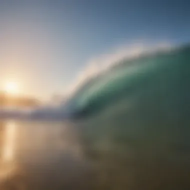 Serene beach with gentle waves lapping at the shore