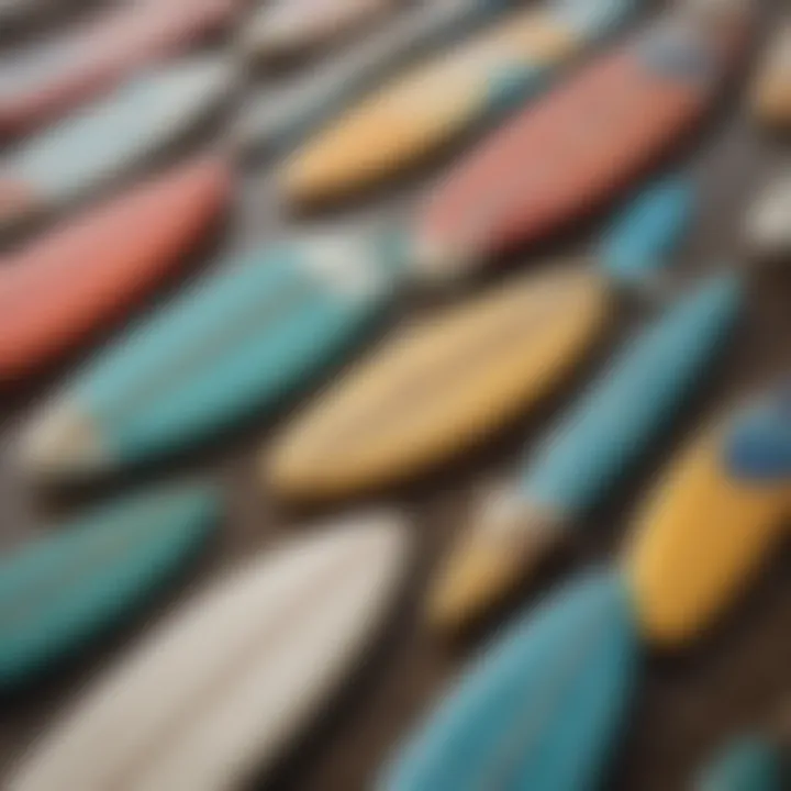 An array of different surfboard wax scrapers displayed neatly