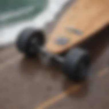 Close-up of essential longboarding gear laid out for sliding