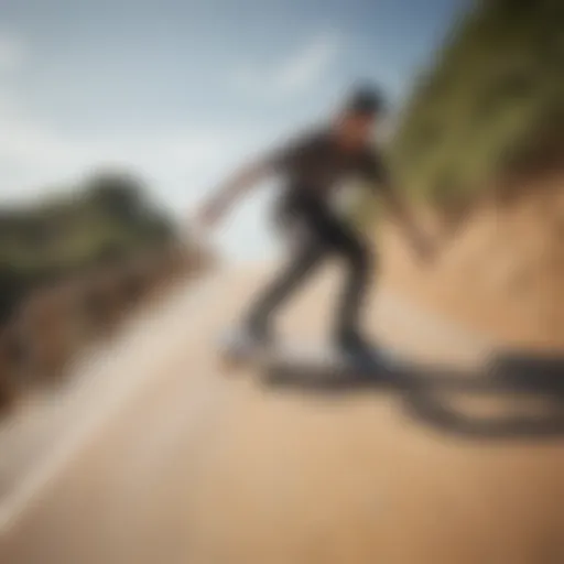 A longboarder executing a smooth slide on a downhill path