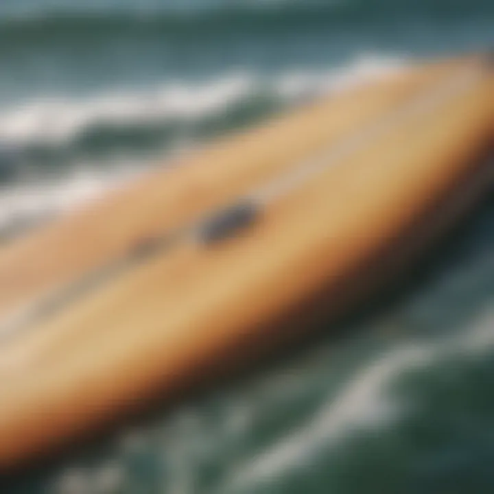 An artistically arranged surfboard with a fresh wax application