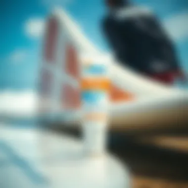 Premium Nose Sunblock for Surfboarding A tube of premium nose sunblock with surfboard in the background