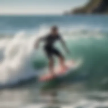 Experiencing the Thrill of Boogie Boarding A surfboard enthusiast riding a wave on a boogie board