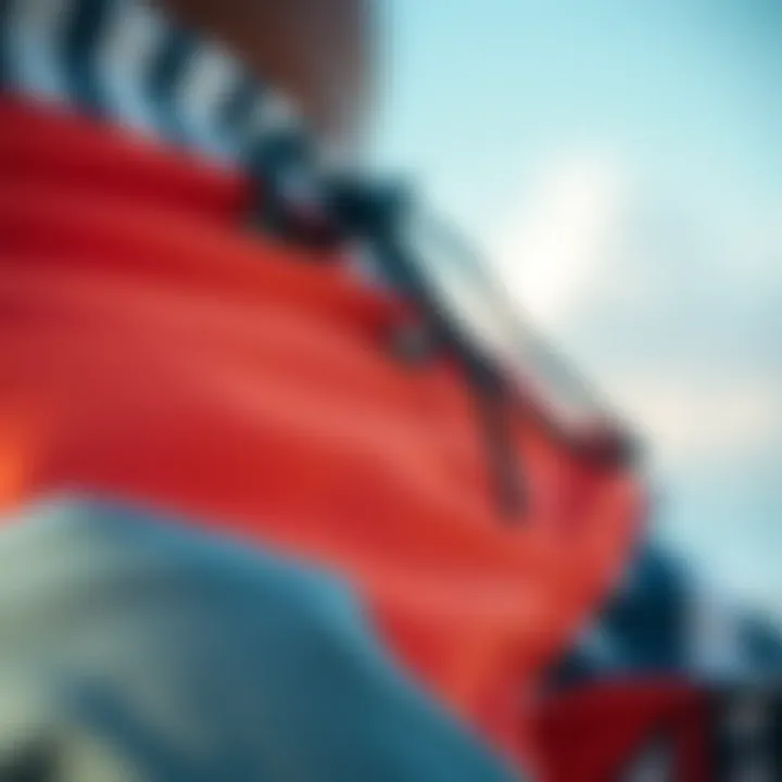 Attention to Detail in Surfwear Luxury A close-up of stitching and fabric texture in high-end board shorts