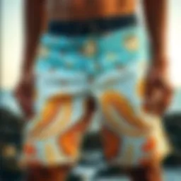 Luxurious board shorts design showcasing intricate patterns and high-quality materials