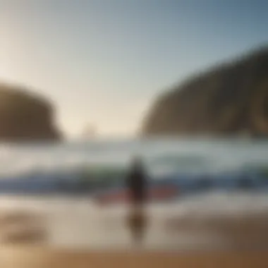 A serene beach scene with meditation elements