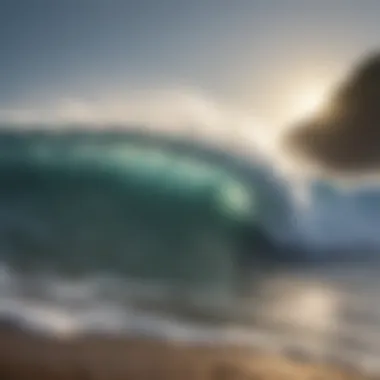 An ocean wave crashing against the rocks