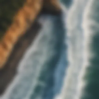 An aerial view of surfers catching waves at a renowned surf spot