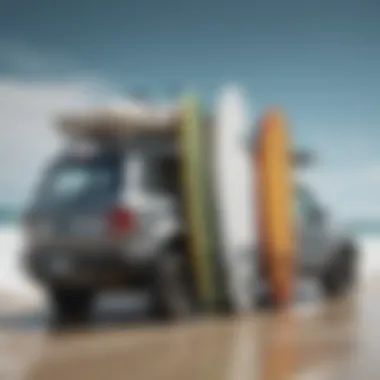 Variety of Thule SUP Board Rack Models Different models of Thule SUP board racks displayed