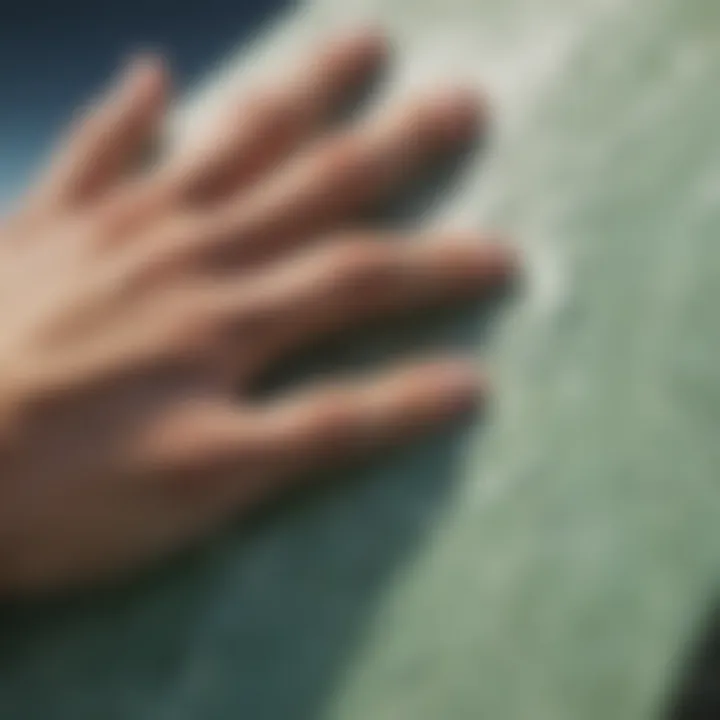 Close-up of blisters forming on a palm after surfboarding