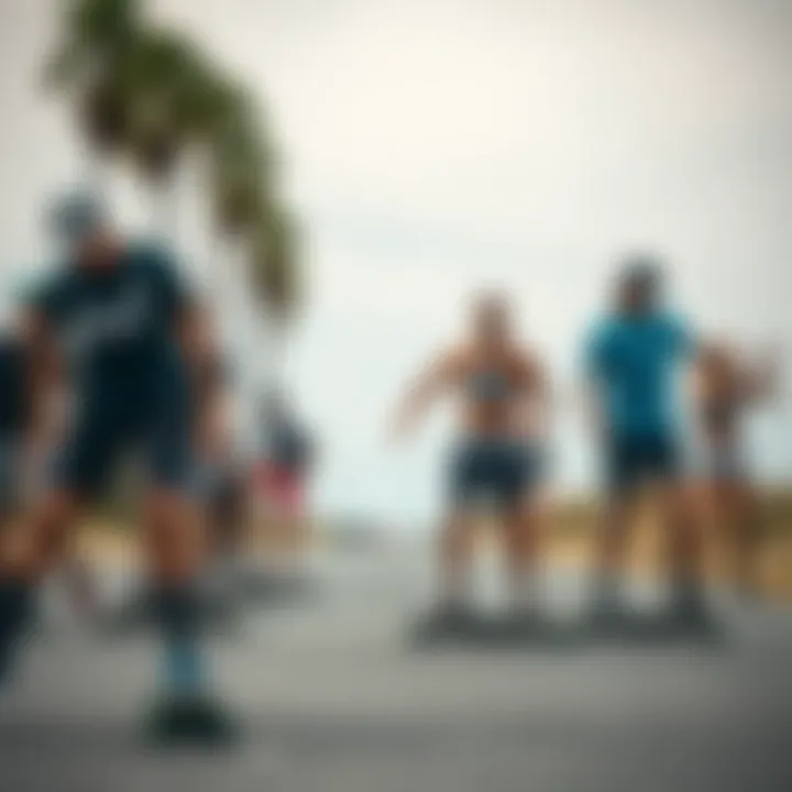 Group of electric skateboarders enjoying a ride
