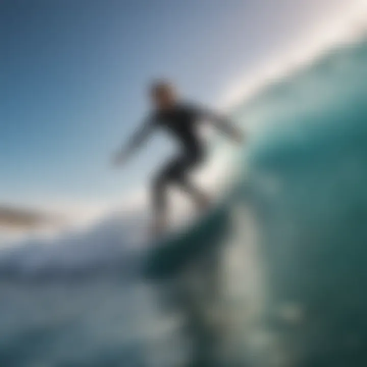 A surfer demonstrating maneuverability with FCS fins