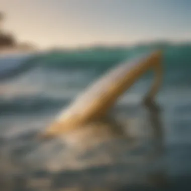 Side view of a surfboard with FCS fins installed