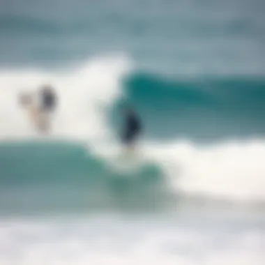 Rider Demonstrating Surfboard Performance in Various Waves Rider on a surfboard in diverse wave conditions