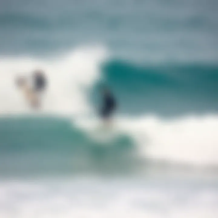 Rider Demonstrating Surfboard Performance in Various Waves Rider on a surfboard in diverse wave conditions