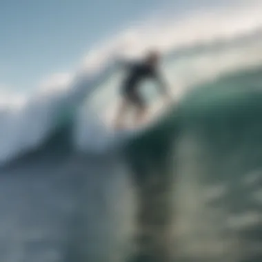 Surfer navigating challenging conditions