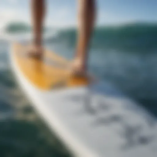 Detailed view of iRocker paddle board fin showcasing its design features