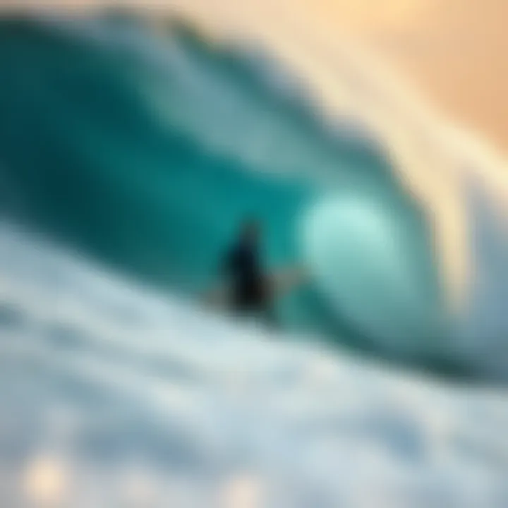 Surfers observing waves for cues