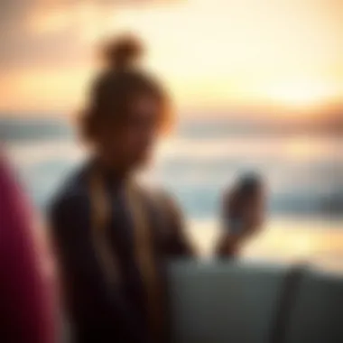 A surfer checking tide information on a smartphone