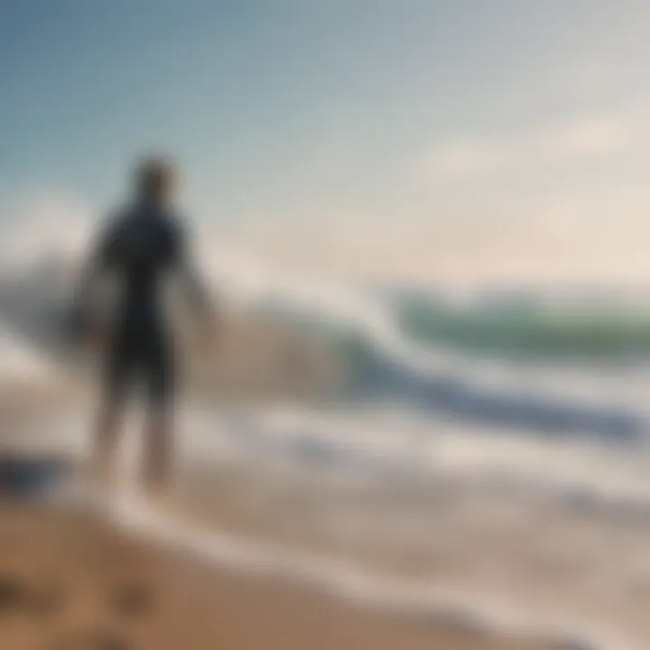 Surfer analyzing wind direction at the beach