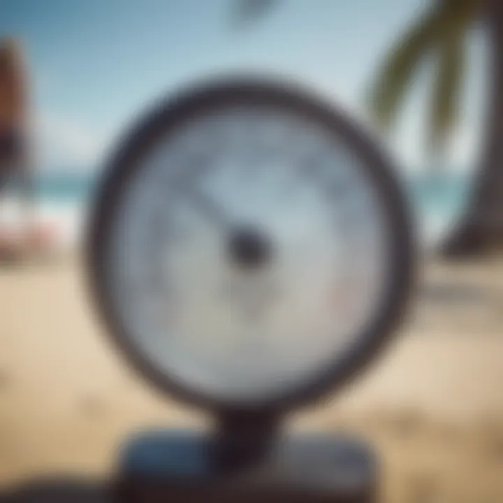 Detailed wind gauge measuring speed on the beach