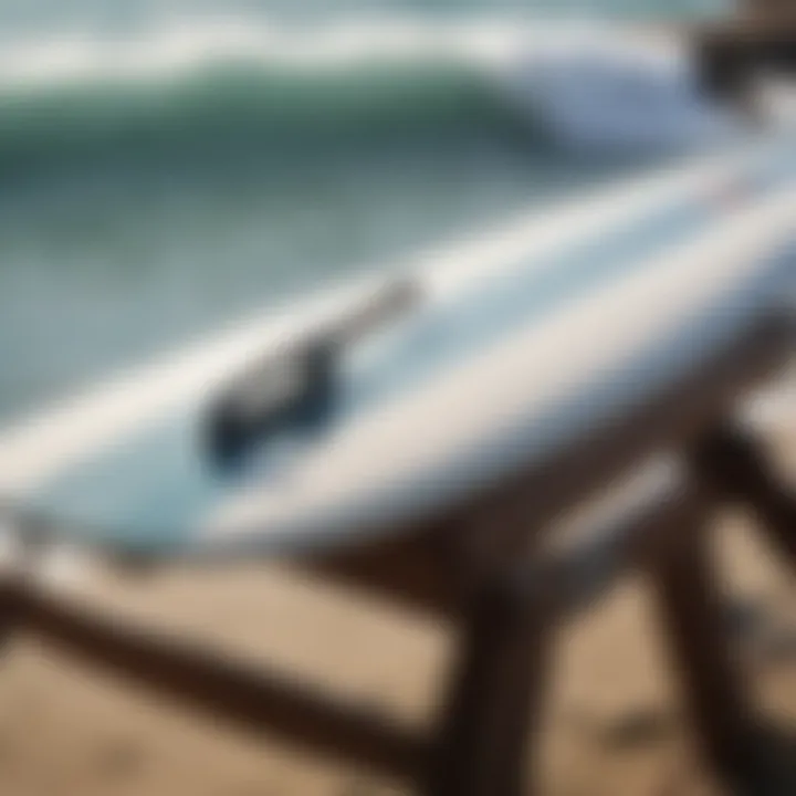 Maintenance tools for the Wavestorm surfboard displayed on a table