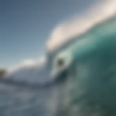 Surfers riding powerful waves driven by wind