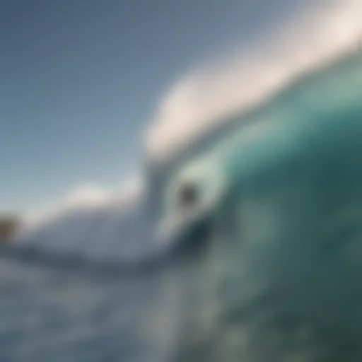 Surfers riding powerful waves driven by wind