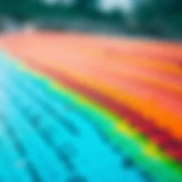 A close-up view of a zap skin board showcasing its textured surface and vibrant colors.