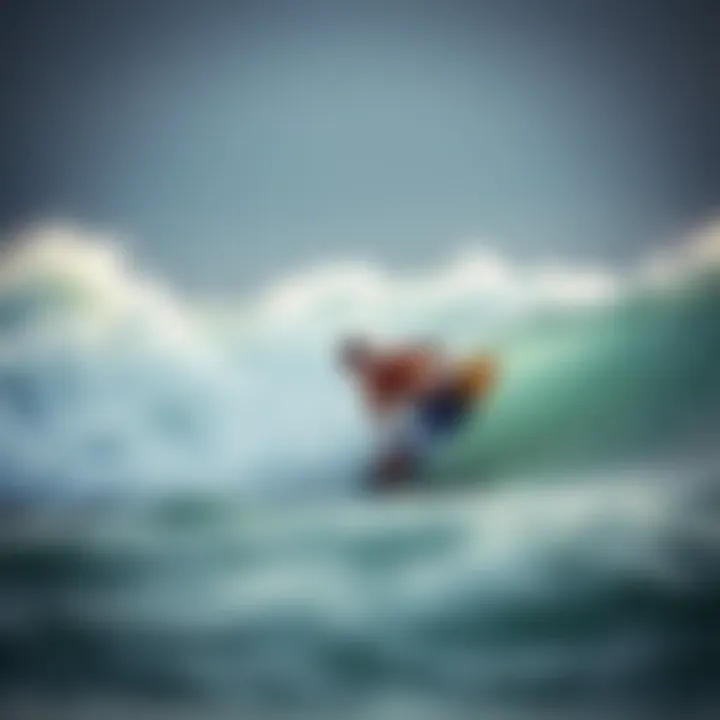 Surfer in Action on a Zap Skin Board A surfer riding a wave with a zap skin board, demonstrating its agility and performance.